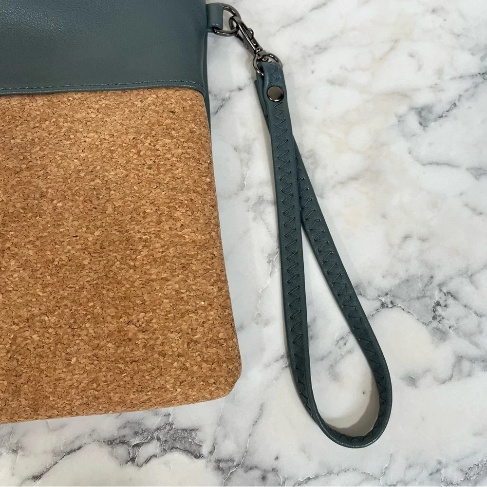 Pixie Mood Nicole Wristlet Crossbody Bag Vegan Leather Cork PETA Approved Gray